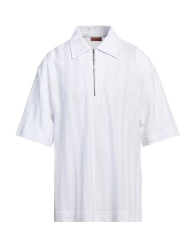 Shop Missoni Man Polo Shirt White Size 44 Cotton, Viscose