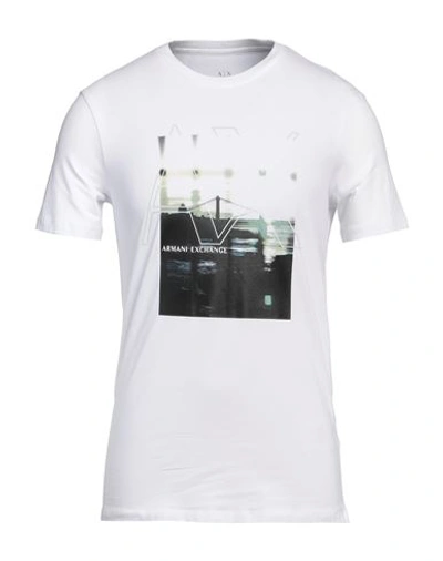 Shop Armani Exchange Man T-shirt White Size M Cotton, Elastane
