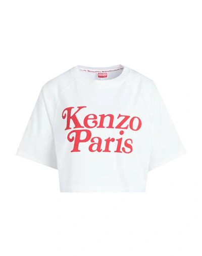 Kenzo Cropped Cotton T-shirt With Iconic Logo And Relaxed Fit In White