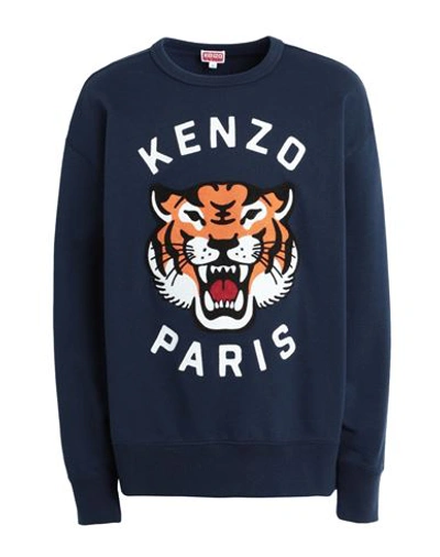 Shop Kenzo Man Sweatshirt Navy Blue Size L Cotton