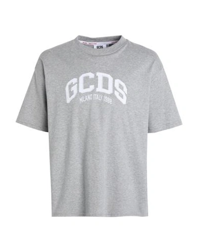 Gcds Man T-shirt Grey Size Xl Cotton In Grey