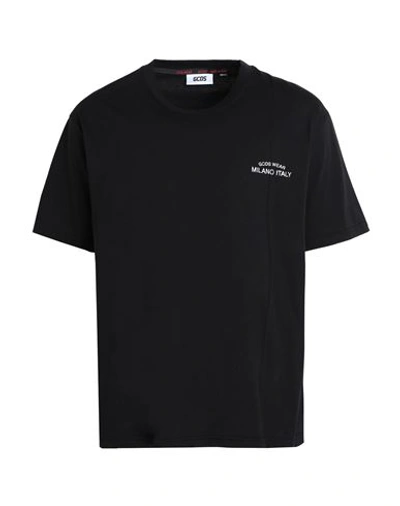 Gcds Cotton T-shirt With Logo Embroidery In Black