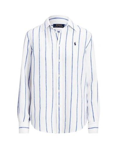 Shop Polo Ralph Lauren Relaxed Fit Striped Linen Shirt Woman Shirt White Size L Linen