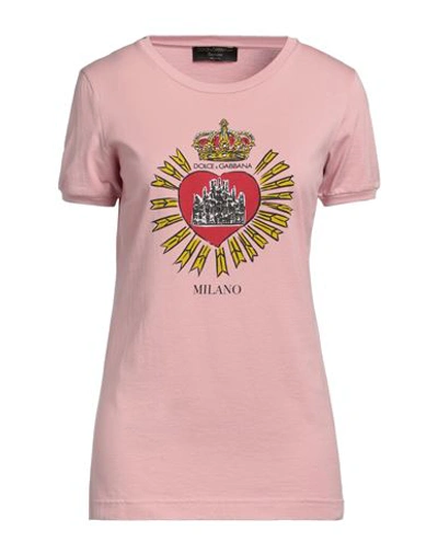 Shop Dolce & Gabbana Woman T-shirt Light Pink Size 2 Cotton