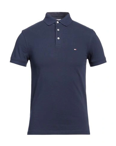 Shop Tommy Hilfiger Man Polo Shirt Navy Blue Size Xs Cotton, Elastane