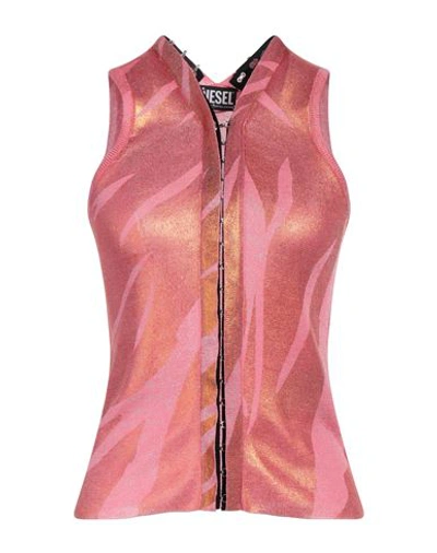 Shop Diesel Woman Cardigan Pink Size Xs Acetate, Nylon, Metallic Fiber