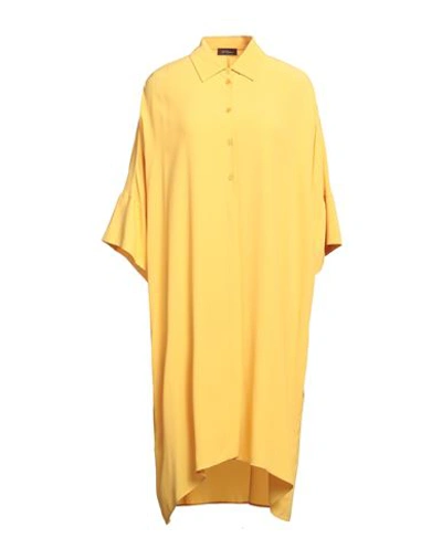 Shop Les Copains Woman Midi Dress Yellow Size 8 Acetate, Silk