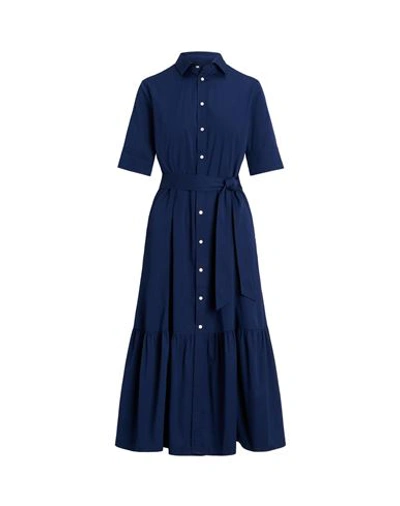 Shop Polo Ralph Lauren Woman Midi Dress Navy Blue Size 6 Cotton