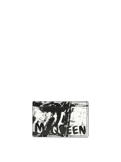 Shop Alexander Mcqueen "mcqueen Graffiti" Card Holder In Black