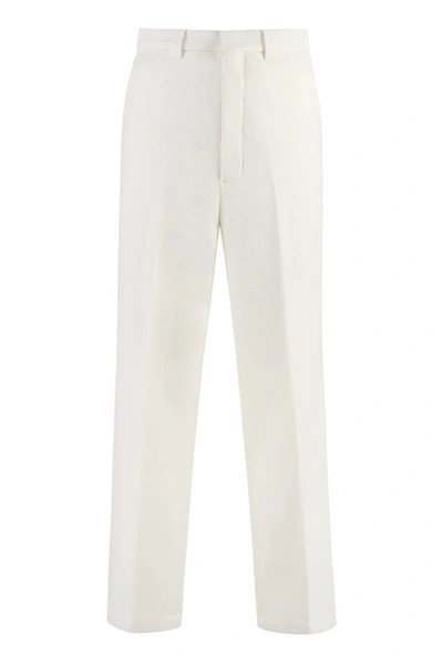 Shop Ami Alexandre Mattiussi Ami Paris Virgin Wool Trousers In White