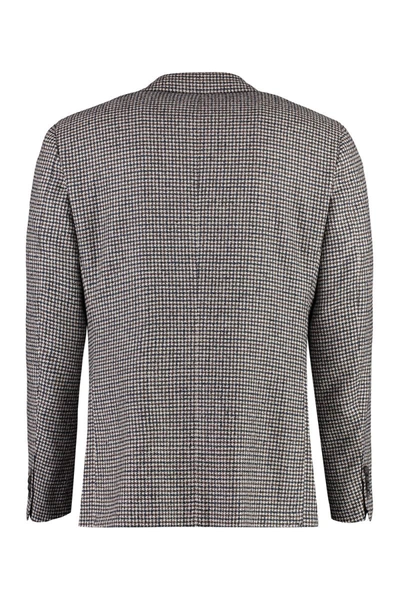 Shop Canali Houndstooth Wool Blazer In Beige