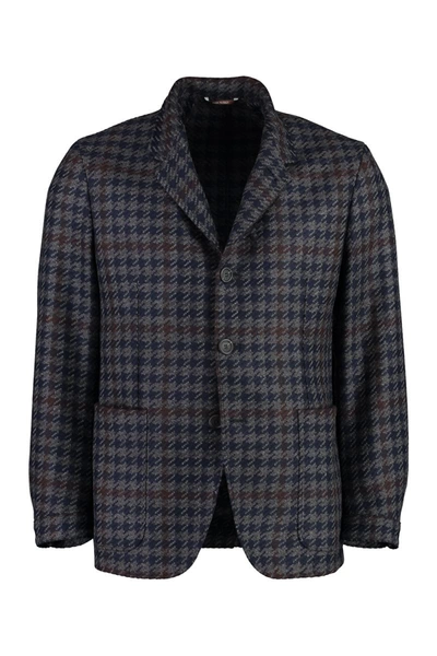 Shop Canali Wool-cashmere Blend Two-button Blazer In Grey