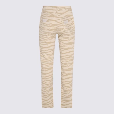 Shop Ganni Cream And Beige Cotton Blend Swigy Jeans In Pale Khaki
