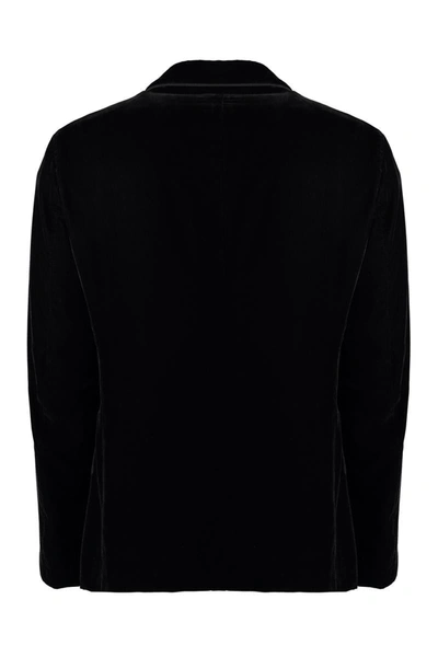 Shop Giorgio Armani Single-breasted Velvet Jacket In Black
