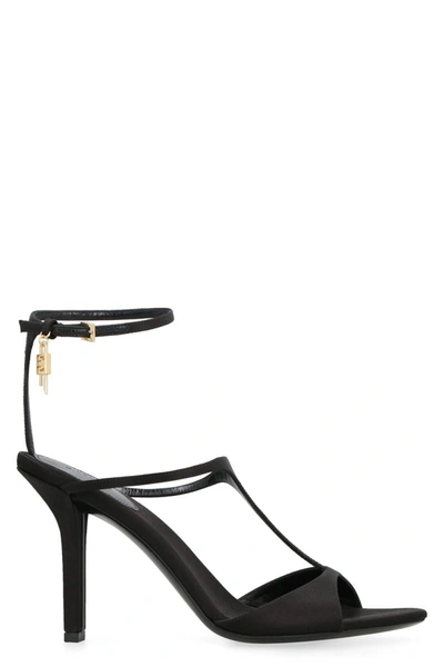 Shop Givenchy G Lock Satin Sandals In Black