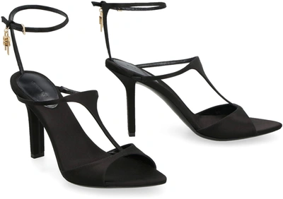 Shop Givenchy G Lock Satin Sandals In Black