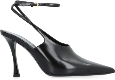 Shop Givenchy Show Leather Pointy-toe Slingback In Black