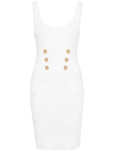 Shop Pinko Ribbed Dress In White