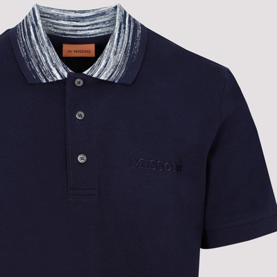 Shop Missoni Cotton Polo T-shirt In Blue