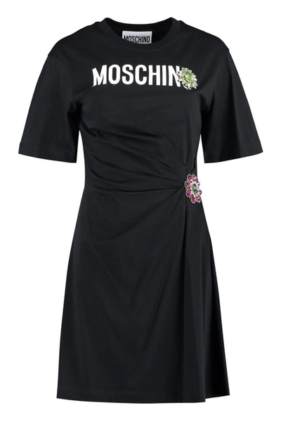 Shop Moschino Cotton Mini-dress In Black