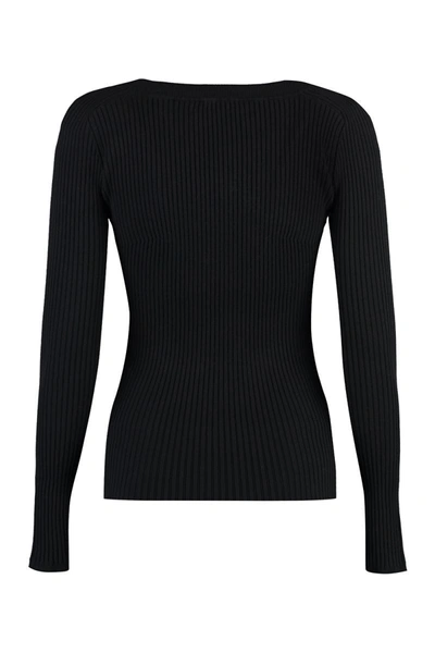 P.a.r.o.s.h Parosh Leila Knitted V-neck Long-sleeve Top In Black