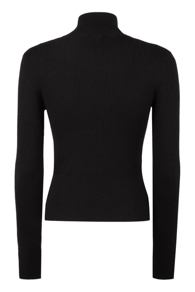 Shop Patou Jumper Turtleneck Merino Wool Sweater In Black