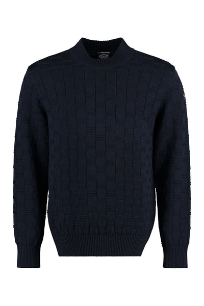 Shop Paul & Shark Virgin Wool Crew-neck Sweater In Blue