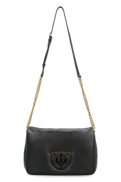 Shop Pinko Classic Love Bag Click Puff Leather Bag In Black