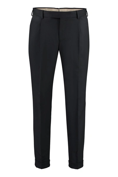 Shop Pt01 Virgin Wool Tailored Trousers In Black