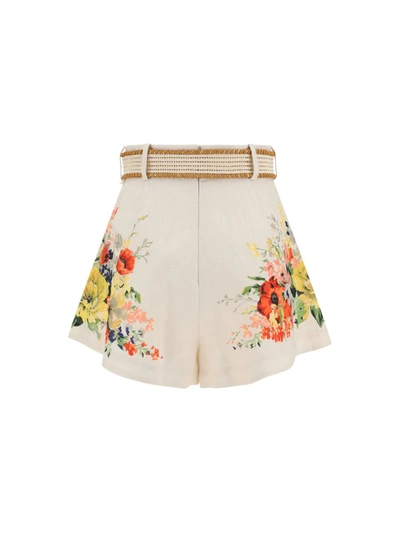 Shop Zimmermann Bermuda Shorts In Ivory Floral