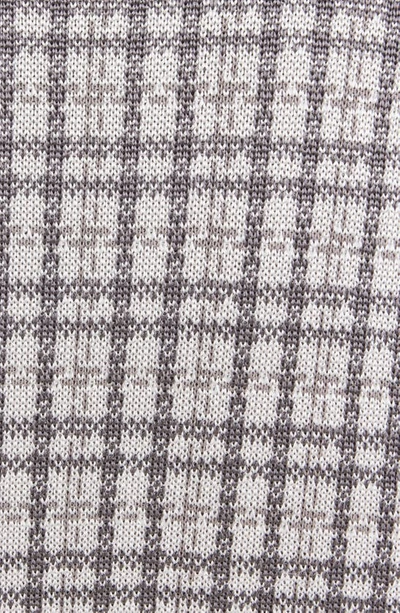 Shop Thom Browne Small Check V-neck Silk & Cotton Cardigan In Light Grey