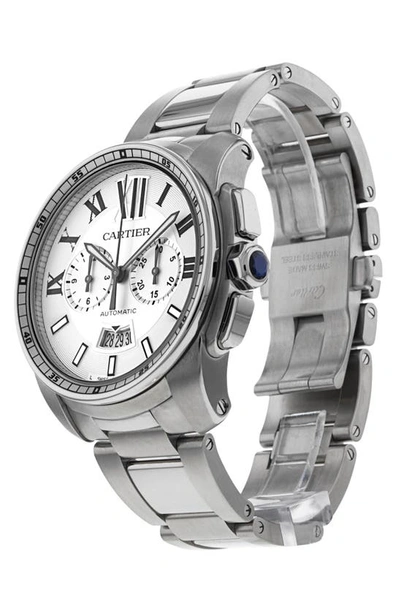 Shop Watchfinder & Co. Cartier  Calibre Automatic Bracelet Watch, 42mm In Silver