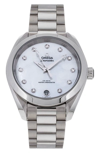 Shop Watchfinder & Co. Omega  Aqua Terra Stainless Steel Bracelet Watch, 34mm In Silver