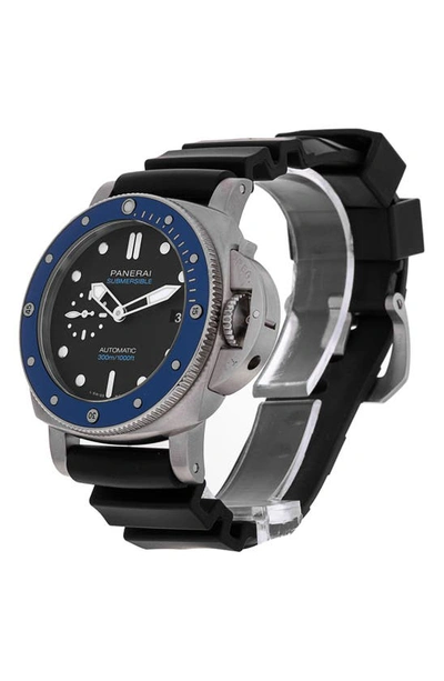 Shop Watchfinder & Co. Panerai  Submersible Automatic Rubber Strap Watch, 42mm In Black