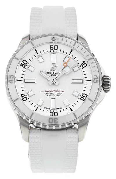 Shop Watchfinder & Co. Breitling  Superocean Automatic Rubber Strap Watch, 36mm In White