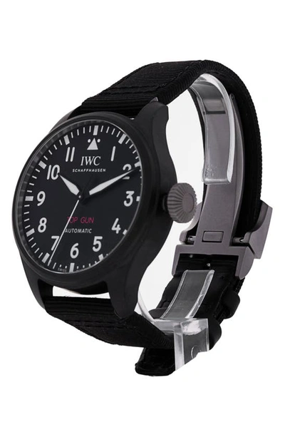 Shop Watchfinder & Co. Iwc  2022 Big Pilot's Fabric Strap Watch, 44mm In Black