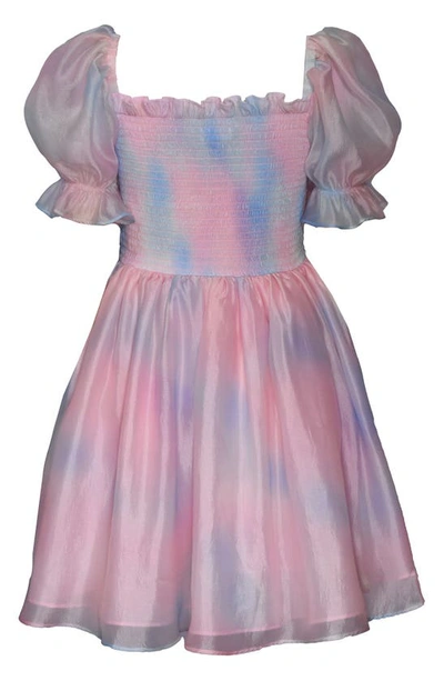 Shop Iris & Ivy Kids' Watercolor Print Dress In Pink Multi