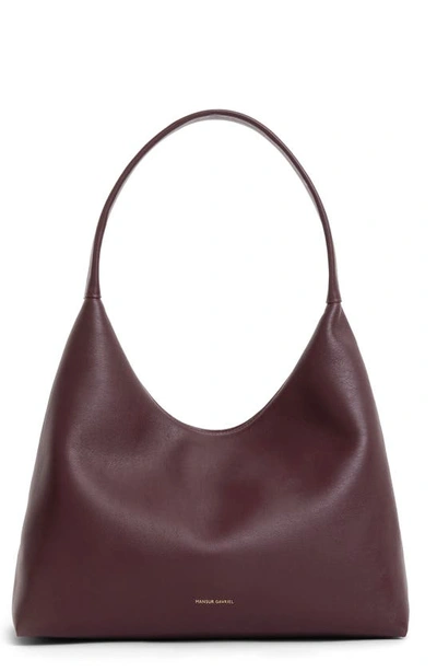 Shop Mansur Gavriel Candy Pebbled Leather Shoulder Bag In Plum