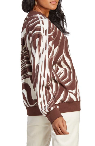 Shop Adidas Originals Abstract Animal Print Sweatshirt In Brown