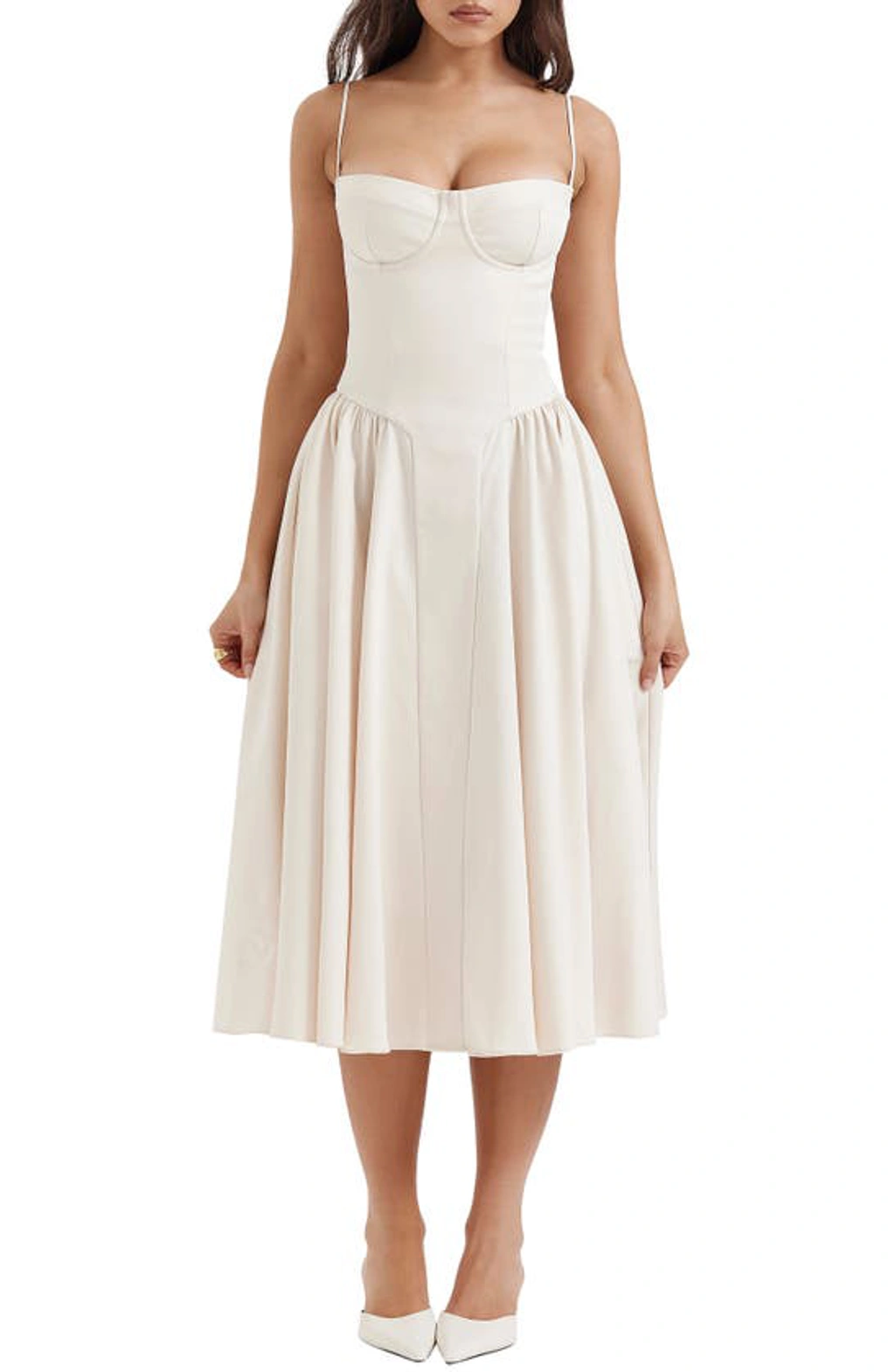 samaria corset fit & flare dress house of cb 'Samaria' Taupe Corset Sundress