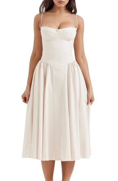 House Of Cb Samaria Corset Fit & Flare Dress In Vintage Cream