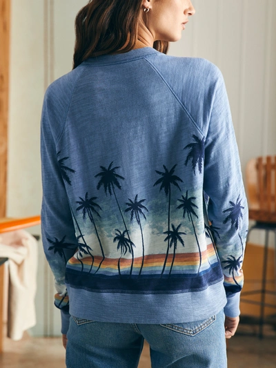 Shop Faherty Sunwashed Slub Palm Crew T-shirt In Palm Rainbow Ombre