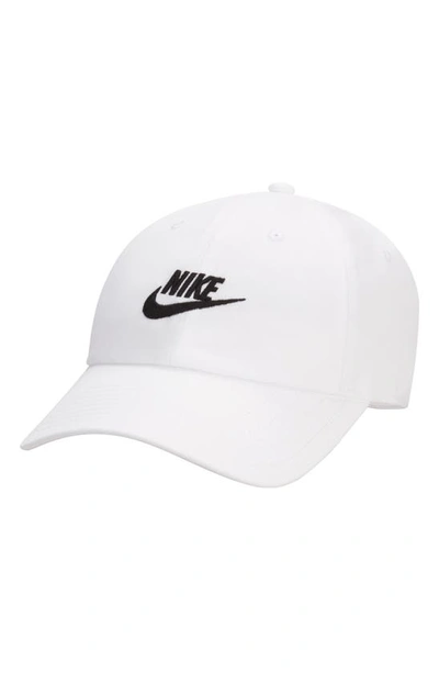 Shop Nike Club Futura Wash Baseball Cap In White/ Black