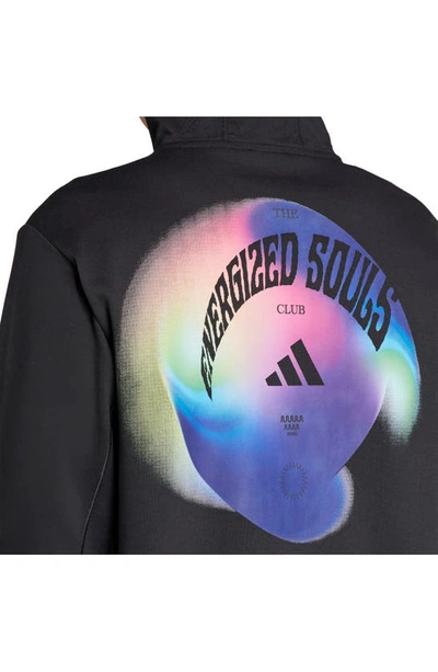 Shop Adidas Originals Yoga Recycled Polyester & Cotton Graphic Hoodie In Black