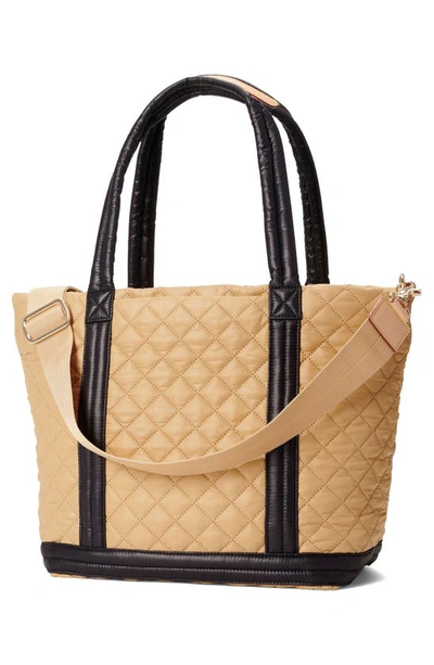 Shop Mz Wallace Medium Quilted Nylon Empire Tote In Camel And Black