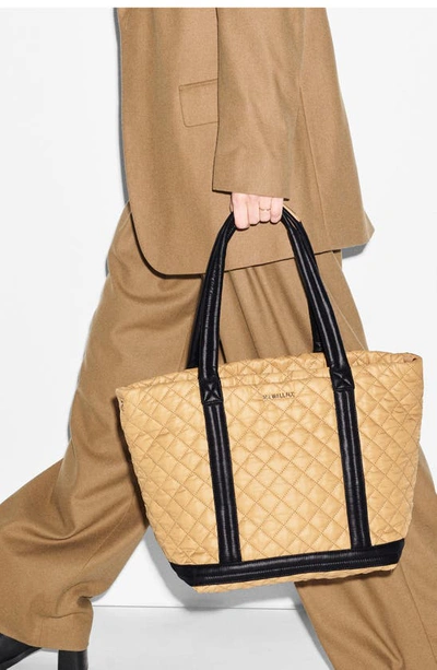 Shop Mz Wallace Medium Quilted Nylon Empire Tote In Camel And Black