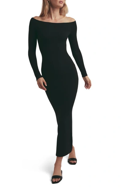 Shop Favorite Daughter The Sara Off The Shoulder Long Sleeve Maxi Dress In Black