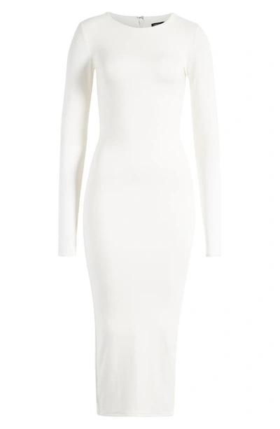 Shop Naked Wardrobe Extra Butter Long Sleeve Midi Dress In White