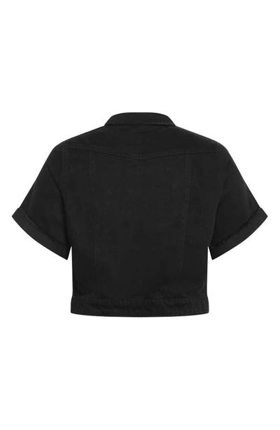 Shop City Chic Ariadne Short Sleeve Denim Jacket In Black