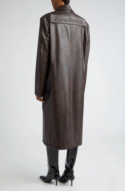 Shop Acne Studios Ovittor Faux Leather Coat In Brown